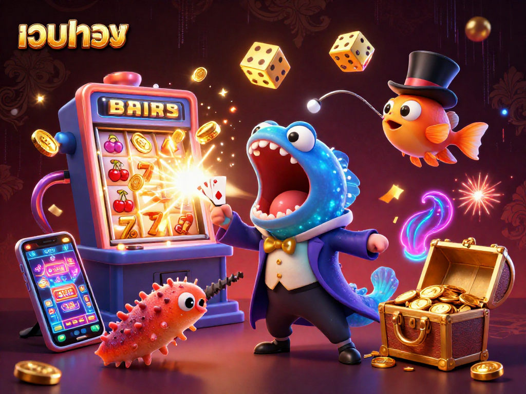 Join the exciting action at เว็บตรง slots with a thrilling underwater magic act scene featuring 3D cartoon characters.