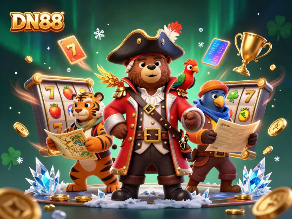 Experience the thrill of games at DN88 with vivid characters and casino elements.