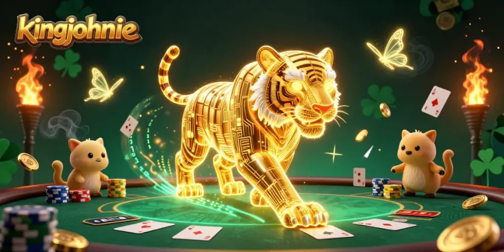 Engage in thrilling poker battles with kingjohnnie's vibrant and dynamic casino illustration.