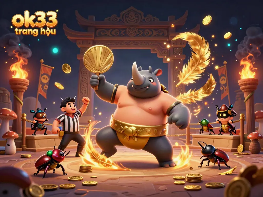 Engage with the thrilling action of ok33 trang chủ as the rhinoceros beetle champion stomps, sending coins flying.