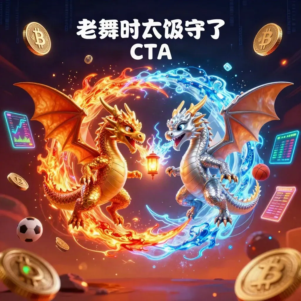 Gold and silver dragons spiral in fire and ice with neon crypto casino effects