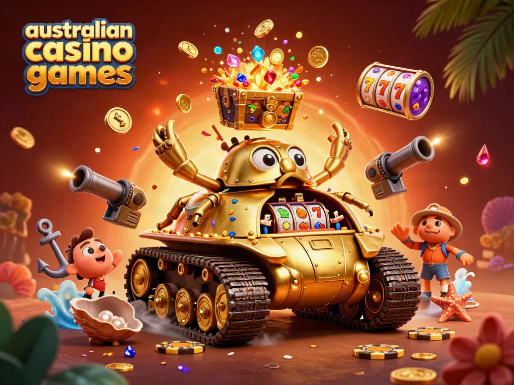 Experience thrilling australian casino games in a vibrant 3D scene with unique gaming elements