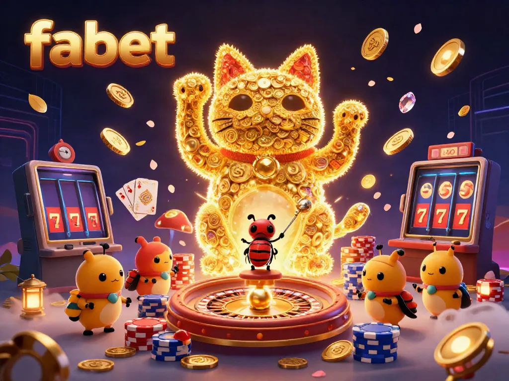 Engage with FABET's spectacular 3D animated casino experience featuring lucky charms and vibrant symbols.
