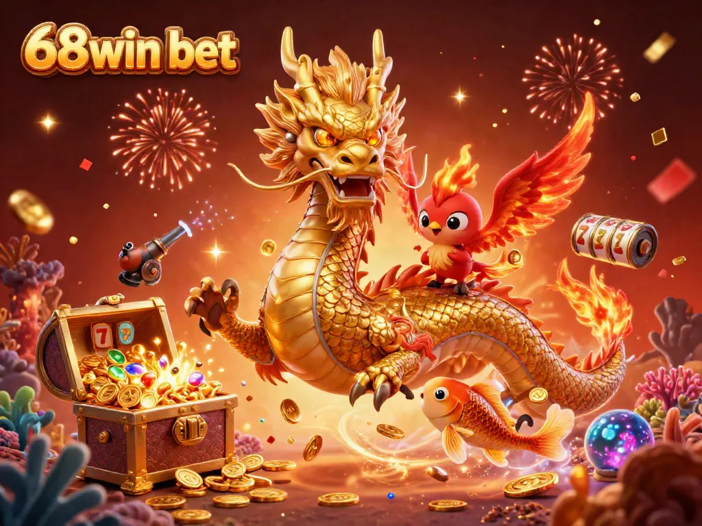 Experience thrilling gameplay with 68win bet illustrated in a vibrant action-packed scene featuring rich casino elements.